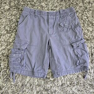 Vintage Gap Men Cargo Shorts Purple Slate Blue Cotton Multi Pocket Utility Sz 34